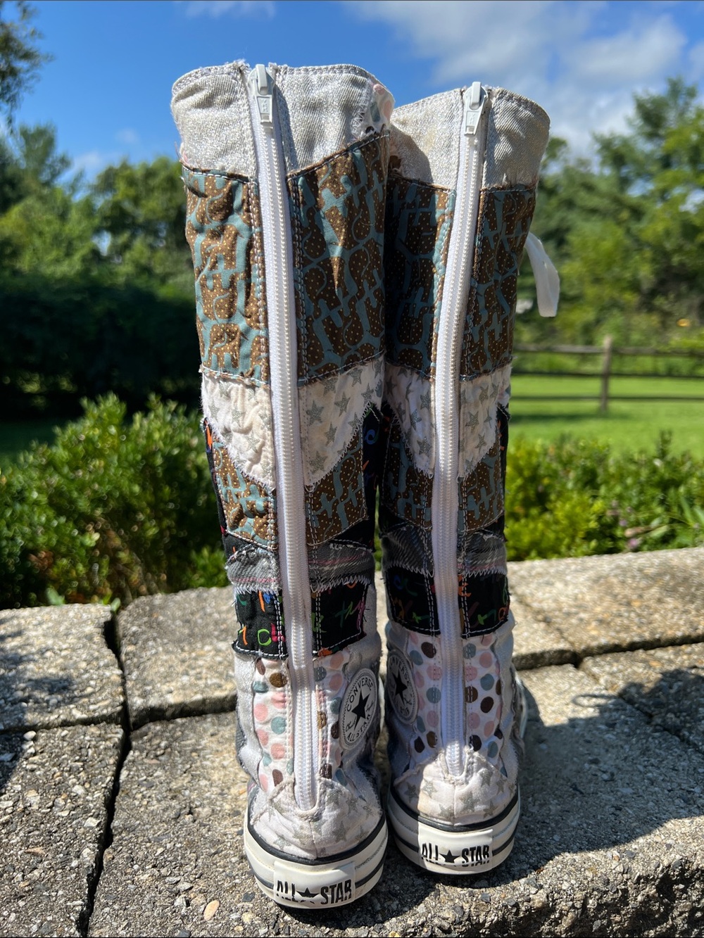 Rare Vintage Converse Chuck Taylor All Star Patchwork Knee-high Sneakers Size 6 - Picture 4 of 15
